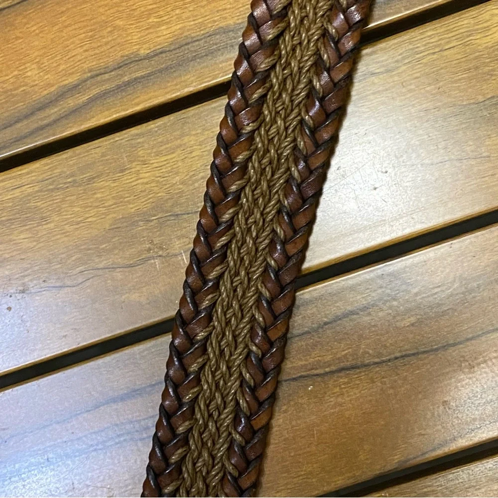 Vintage Brighton Men’s Leather Braided Belt Size 40 Solid Brass Buckle Brown